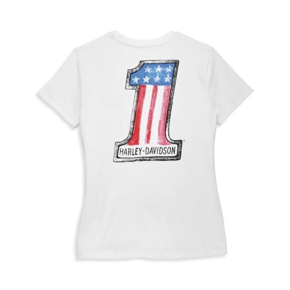 Harley Davidson HD Womens Watercolor Graphic Tee Off White Coconut 96104-VW XL - Picture 3 of 7